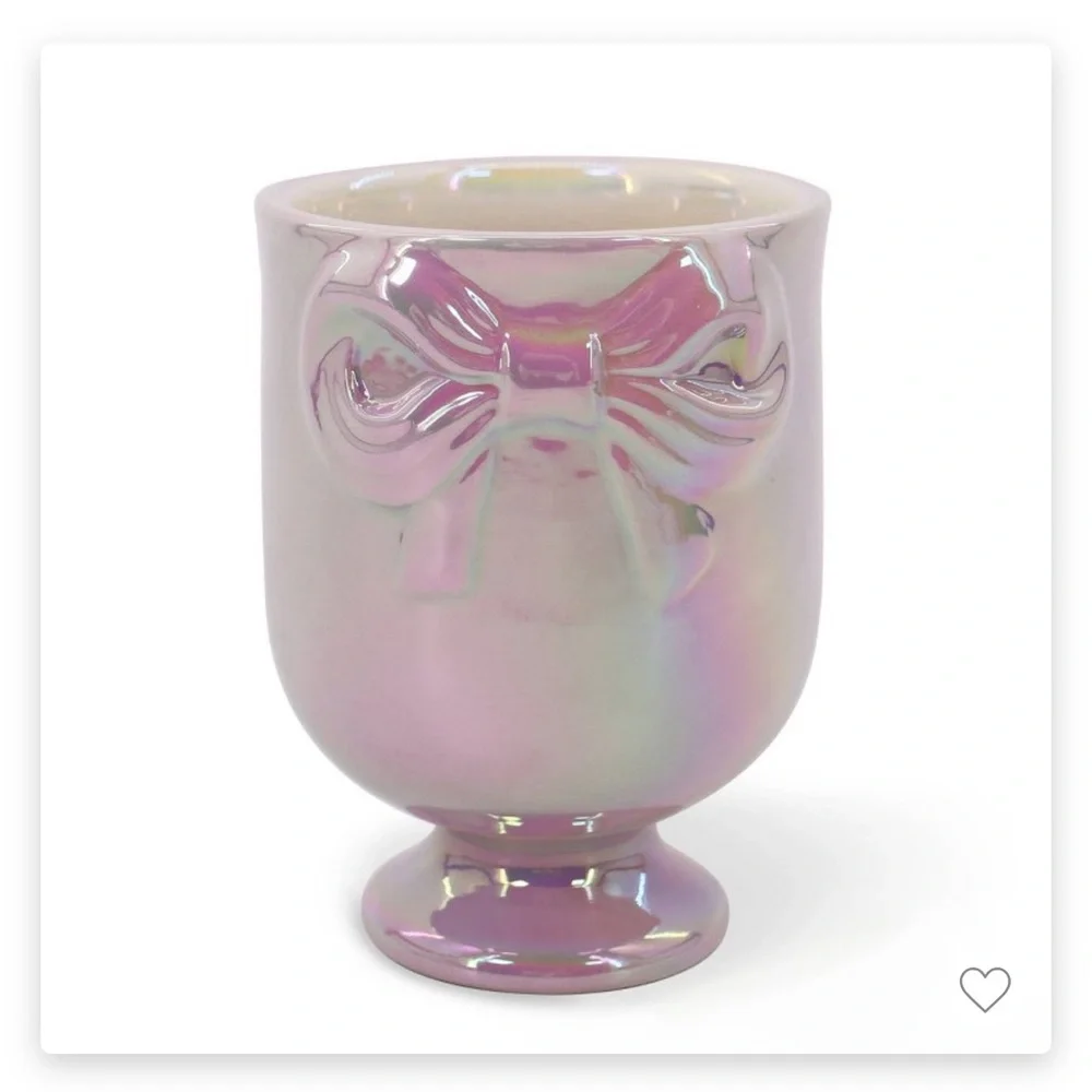 🎀 TARGET Coquette Ceramic Purple Bow Makeup Brush Holder Plant Pot